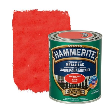 Hammerite laque satinée pour métaux rouge 750ML