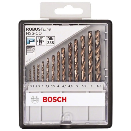 Bosch coffret 13 forets hélicoïdaux HSS-Co Robust Line