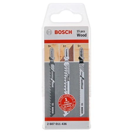 Bosch pack de 15 lames de scie sauteuse pour bois