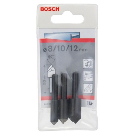 Bosch set de 3 fraises à lamer avec queue cylindrique Ø8-10-12mm