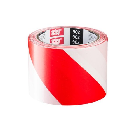 Ruban de signalisation rouge/blanc 75mm x 100m