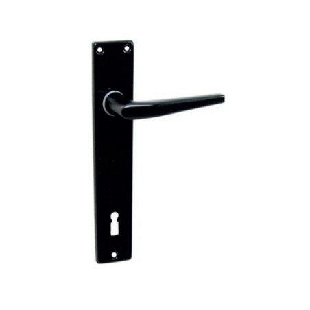 Poignée de porte avec plaque en aluminium noir 72mm