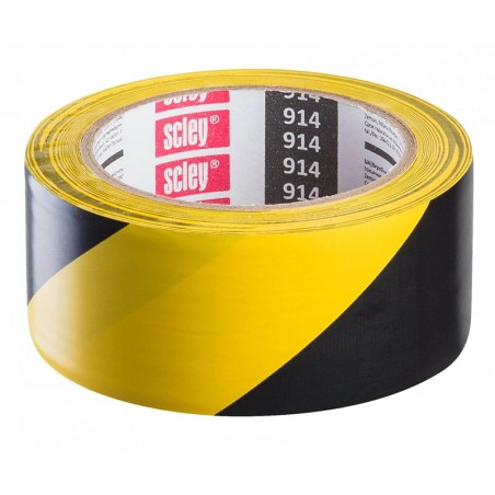 Ruban de signalisation autocollant jaune/noir 48mm x 33m