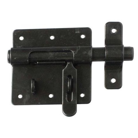 Verrou de box lourd avec porte-cadenas noir 90x85mm