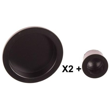 Set poignées de porte encastrable rond noir Ø55mm /2pcs