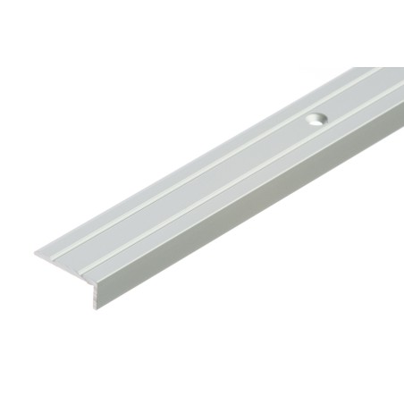 Cezar profilé d'escalier d'angle en aluminium anodisé argenté 25x10mm 1m