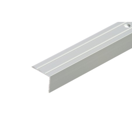 Cezar profilé d'escalier d'angle en aluminium anodisé argenté 25x20mm 1m