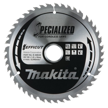 Makita lame de scie Efficut pour bois Ø190x30mm 45D