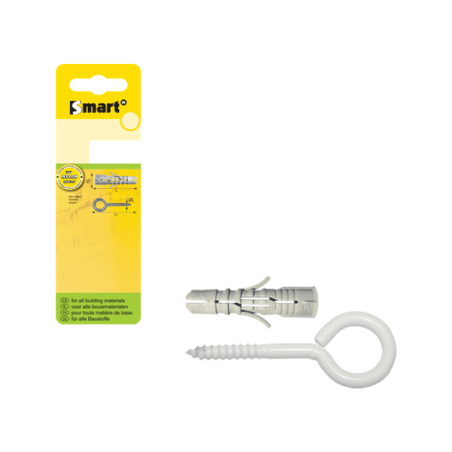 PGB SMART cheville en nylon blanc avec piton fermé Ø6x30mm /6pcs