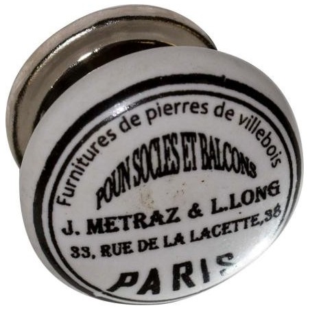 Bouton de meuble en porcelaine avec motif Paris Ø40mm