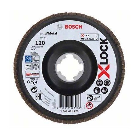 Bosch Disque à lamelles X-LOCK X571 Best For Metal (version bombée) Ø125mm G120