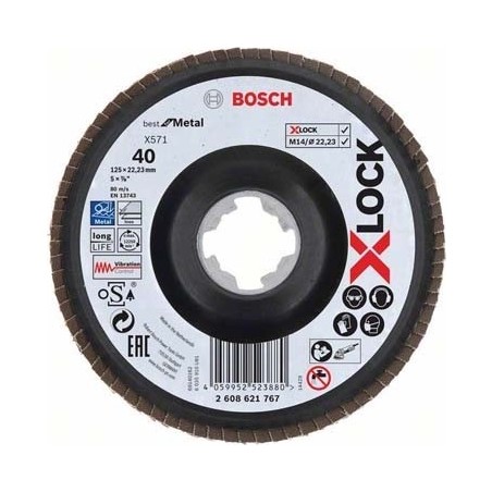 Bosch Disque à lamelles X-LOCK X571 Best For Metal (version bombée) Ø125mm G40