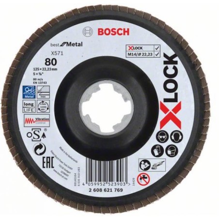 Bosch Disque à lamelles X-LOCK X571 Best For Metal (version bombée) Ø125mm G80